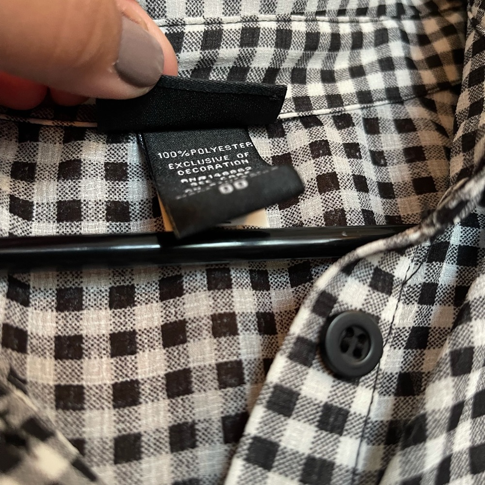 Torrid Sheer Checkered Ruffle Button Down - Picture 8 of 8